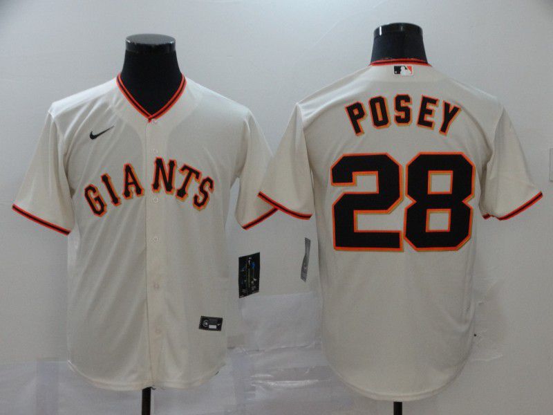 Men San Francisco Giants 28 Posey Cream Nike Game MLB Jerseys